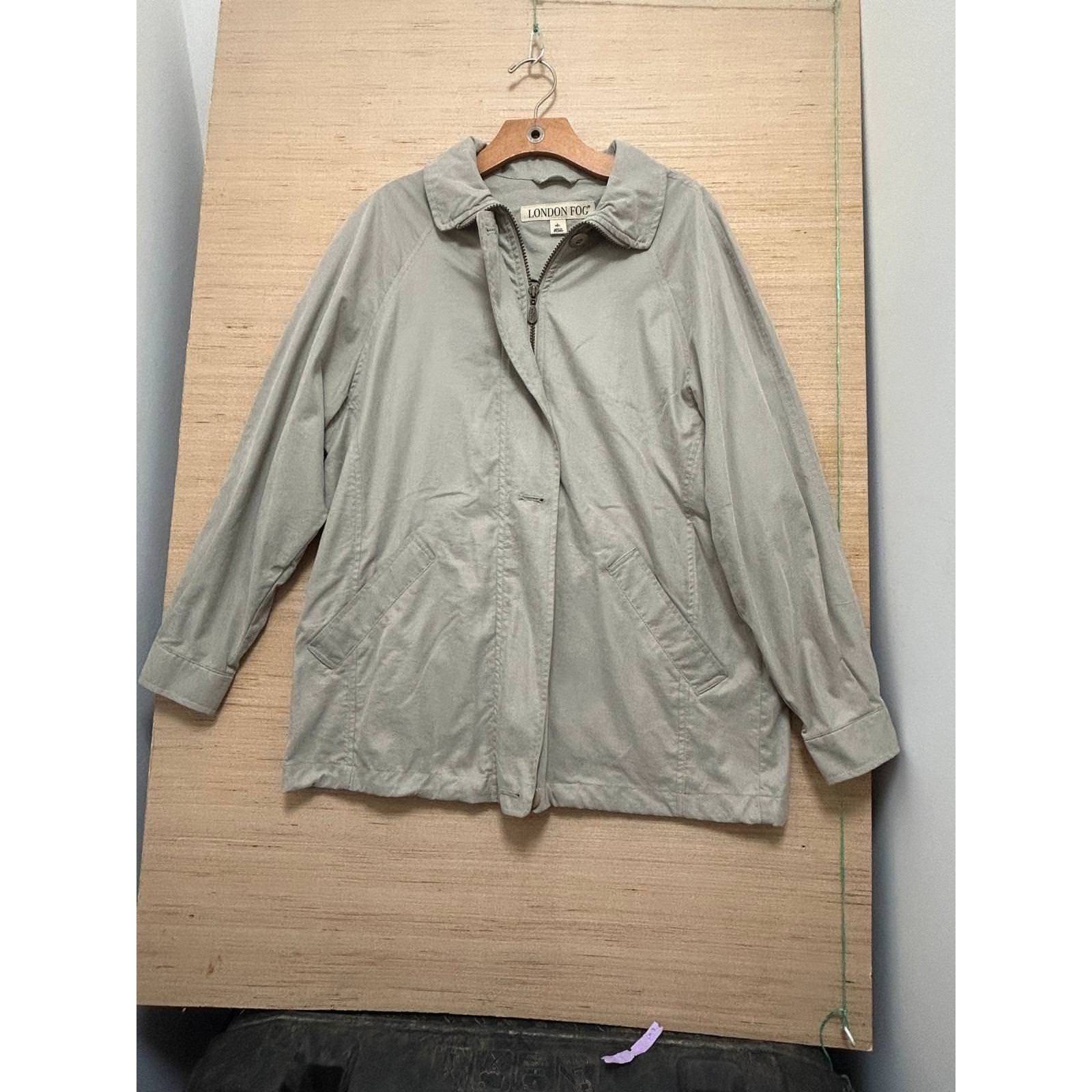London Fog Petites Coat Womens Beige Collared Long Sleeve Rain Trench