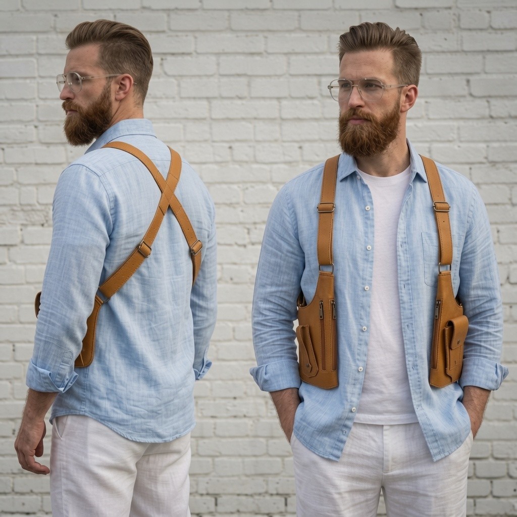 Cowhide Leather Harness Bag Chest Pack Sling Bag Travel EDC Men and Women