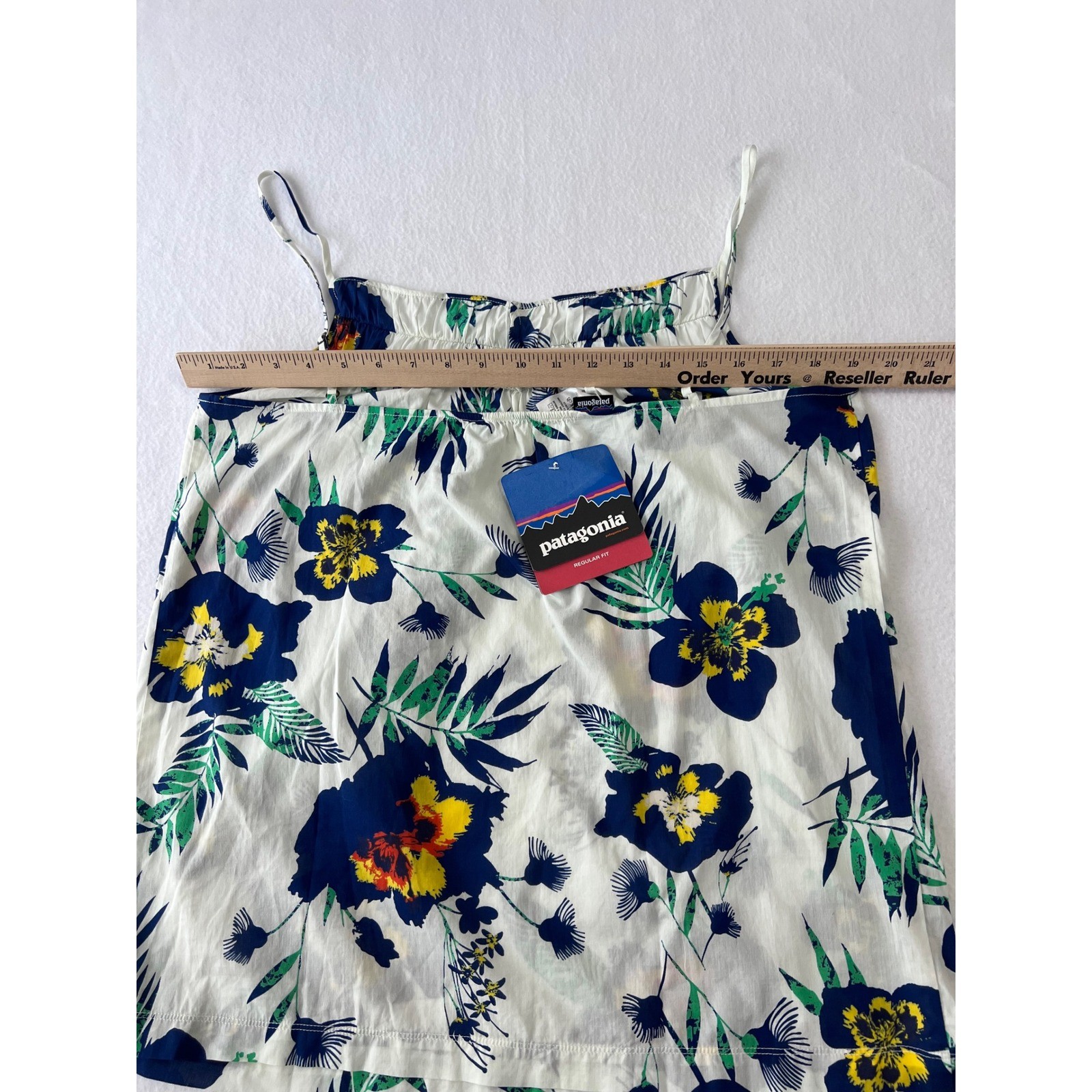 Patagonia Sedum Cami Women L White Annisa Tropical Floral Organic Cotton Tank