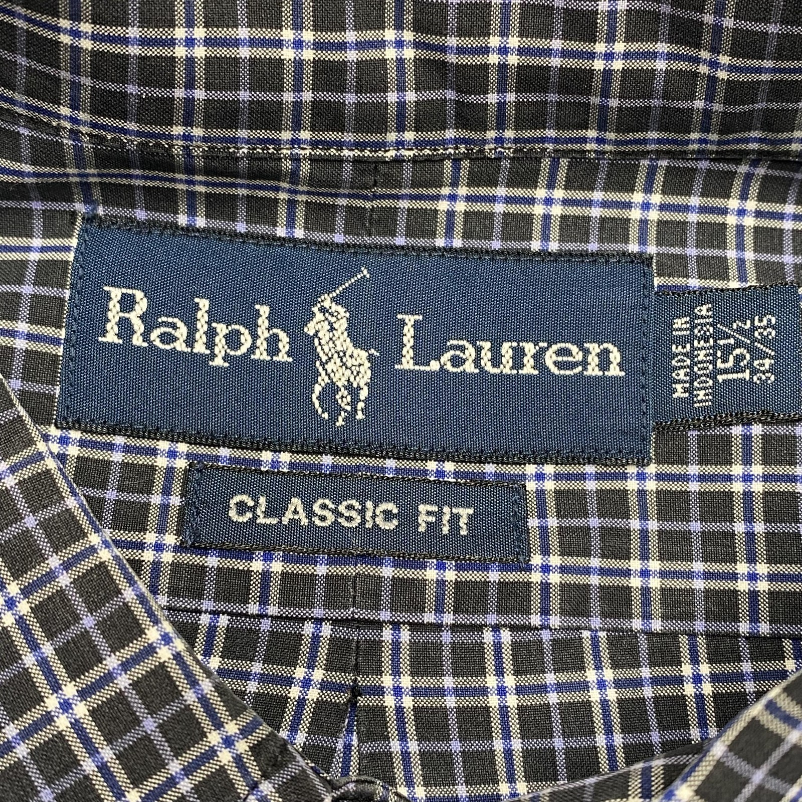 Ralph Lauren Shirt Mens Medium Blue Check Button Down Pony Logo Classic Fit
