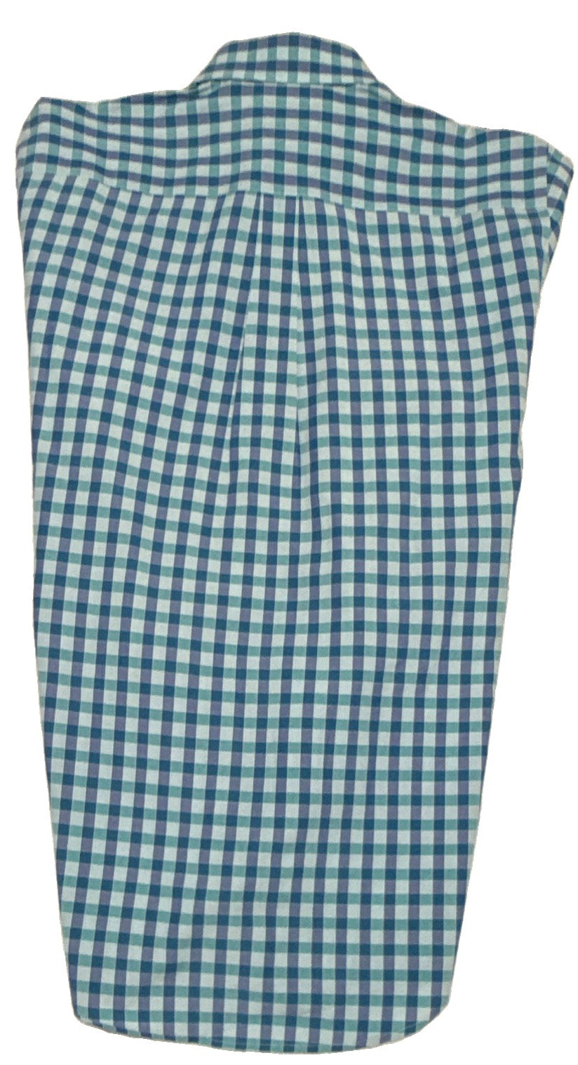 Peter Millar Men’s M Blue/Green/White Check Woven Cotton Button-Up Shirt