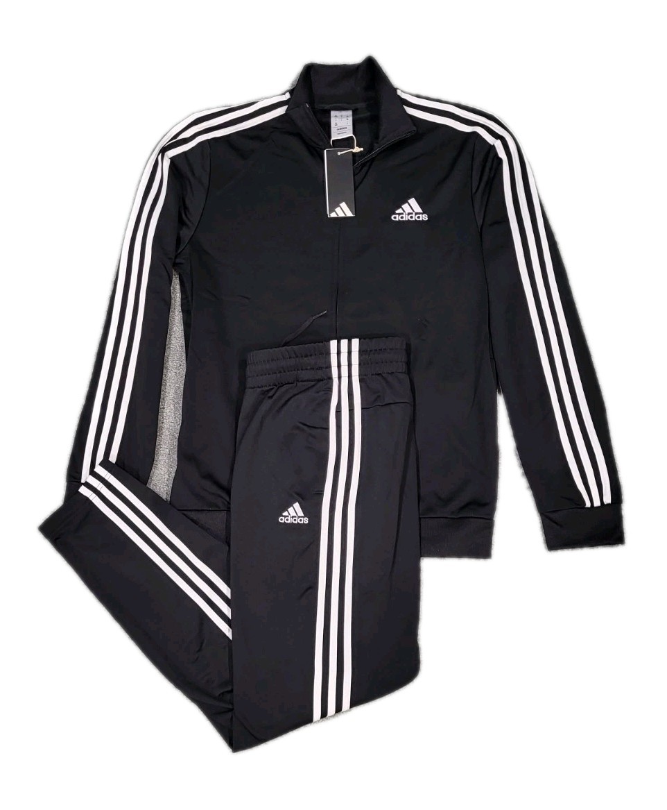 Adidas Womens Essentials Black/White Tracksuit Set (Large)
