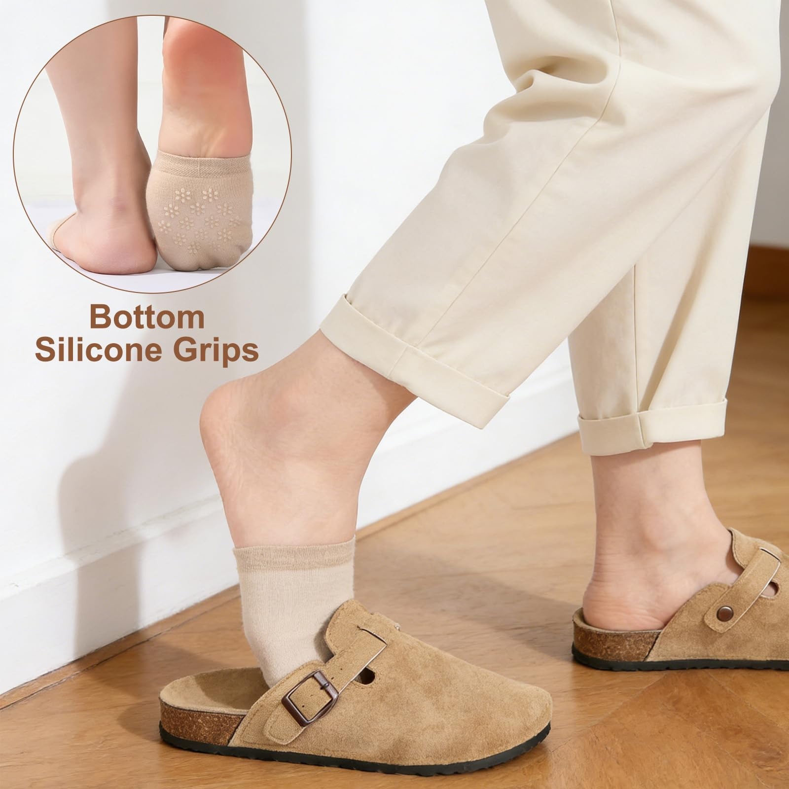 8× Invisible Toe Socks Non-slip Mules Half Socks Toe Topper Covers for Womens US