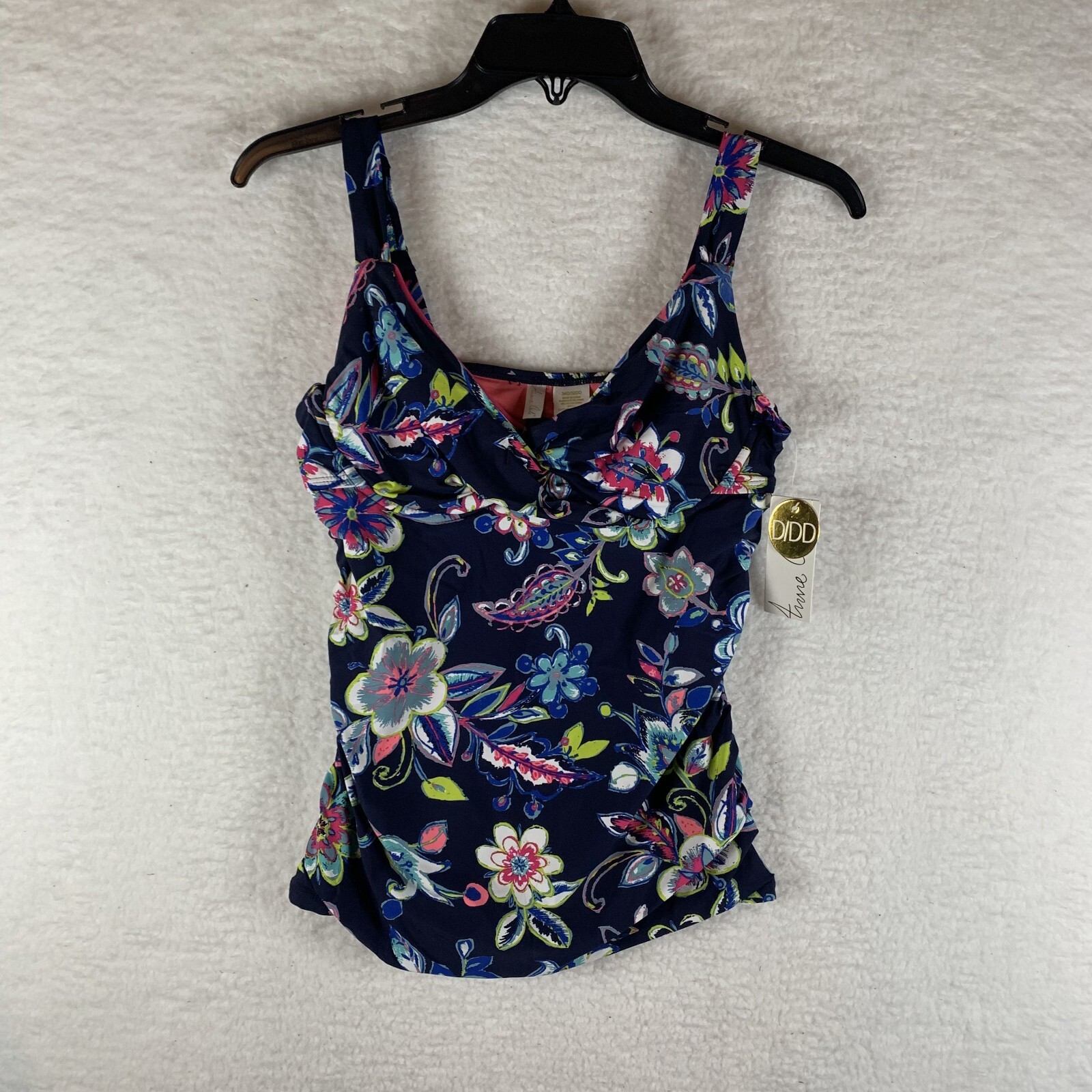 Anne Cole Tankini Swim Top Women’s 34D/32DD Multicolor Twist Front Floral 6405