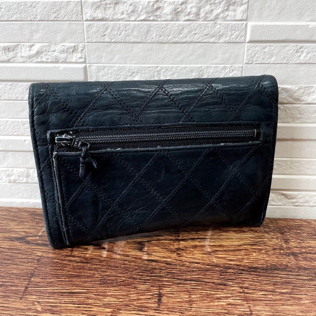 CHANEL Bicolor Matelass Lambskin Card Case Business Card Holder Black