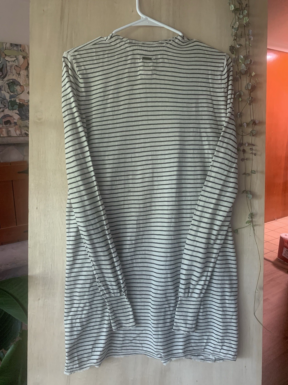 Women’s Billabong Striped Open Front Cardigan Sweater w Pockets LS Size S