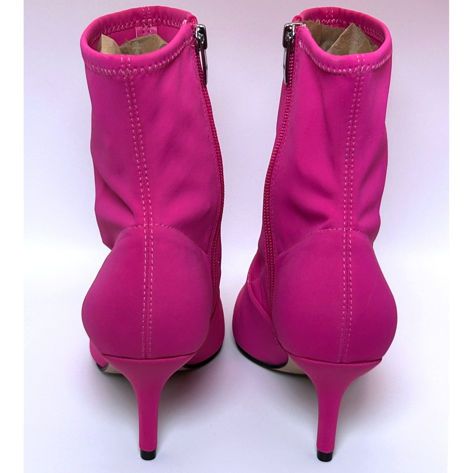 Sock Boots Pointed Toe Kitten Heel Ankle Booties Hot Pink Marc Fisher 7.5M