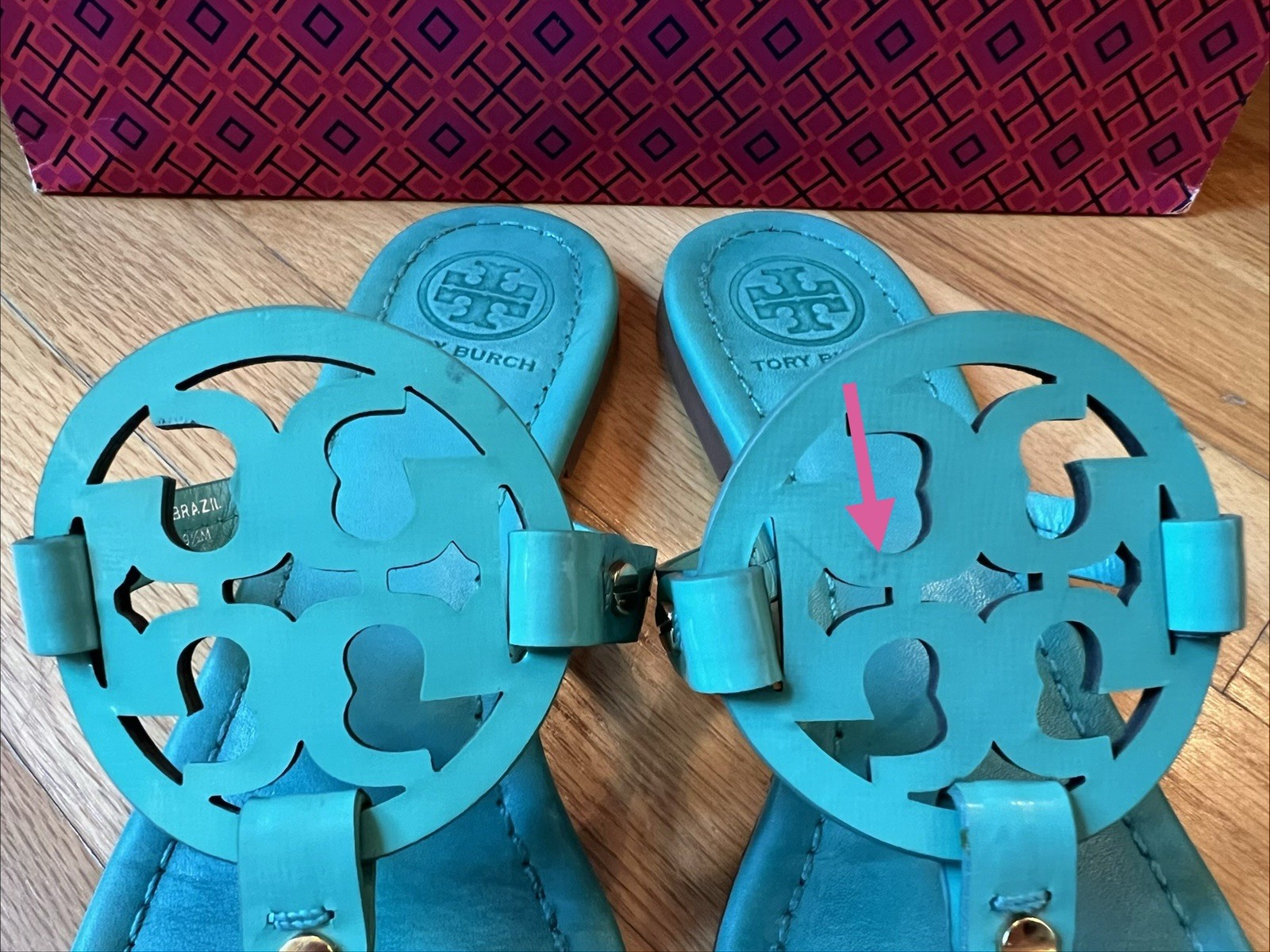 Tory Burch Island Turquoise Leather Miller Sandals