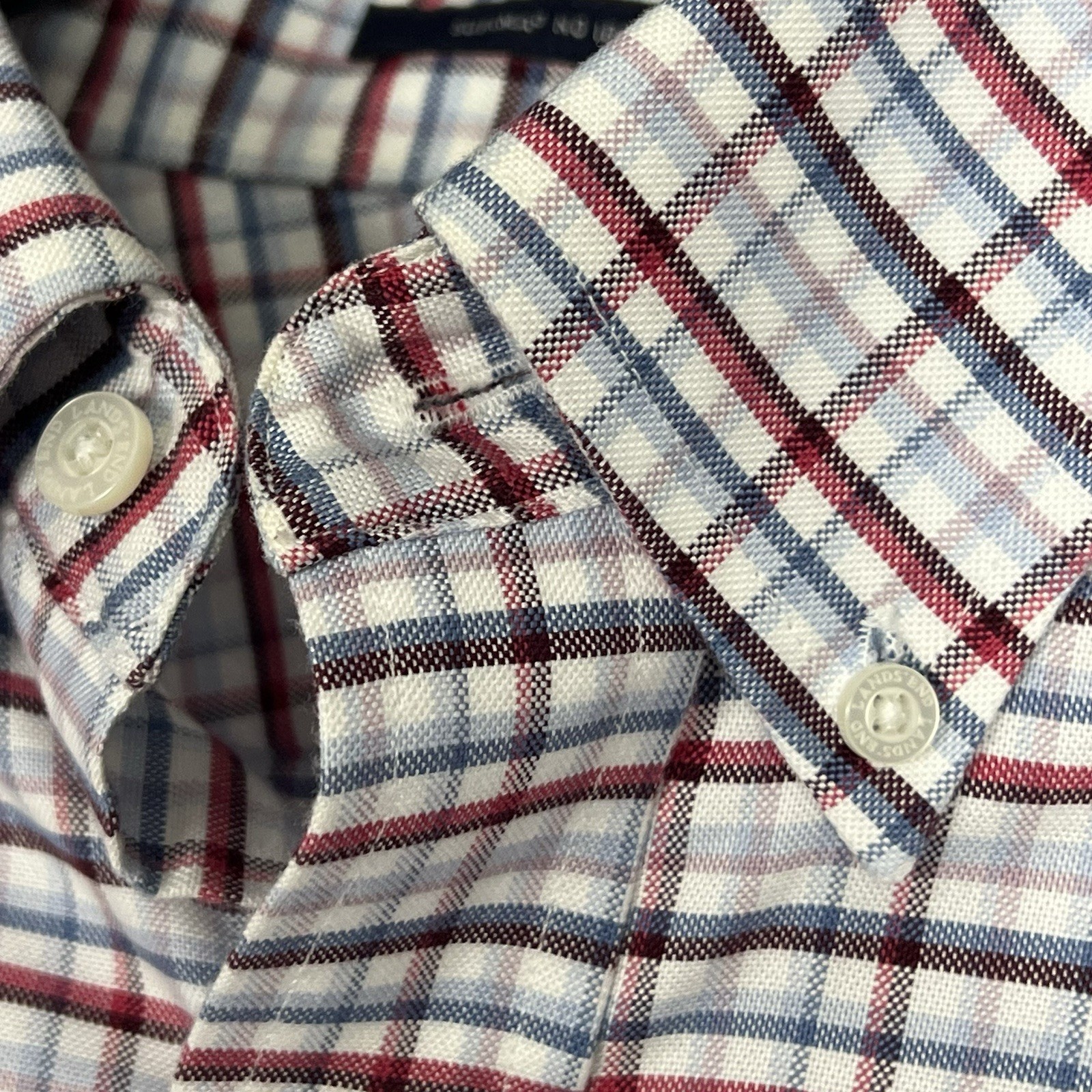 Lands’ End Men’s Shirt XXL Plaid 100% Supima Cotton No-Iron L/S Button Up Casual