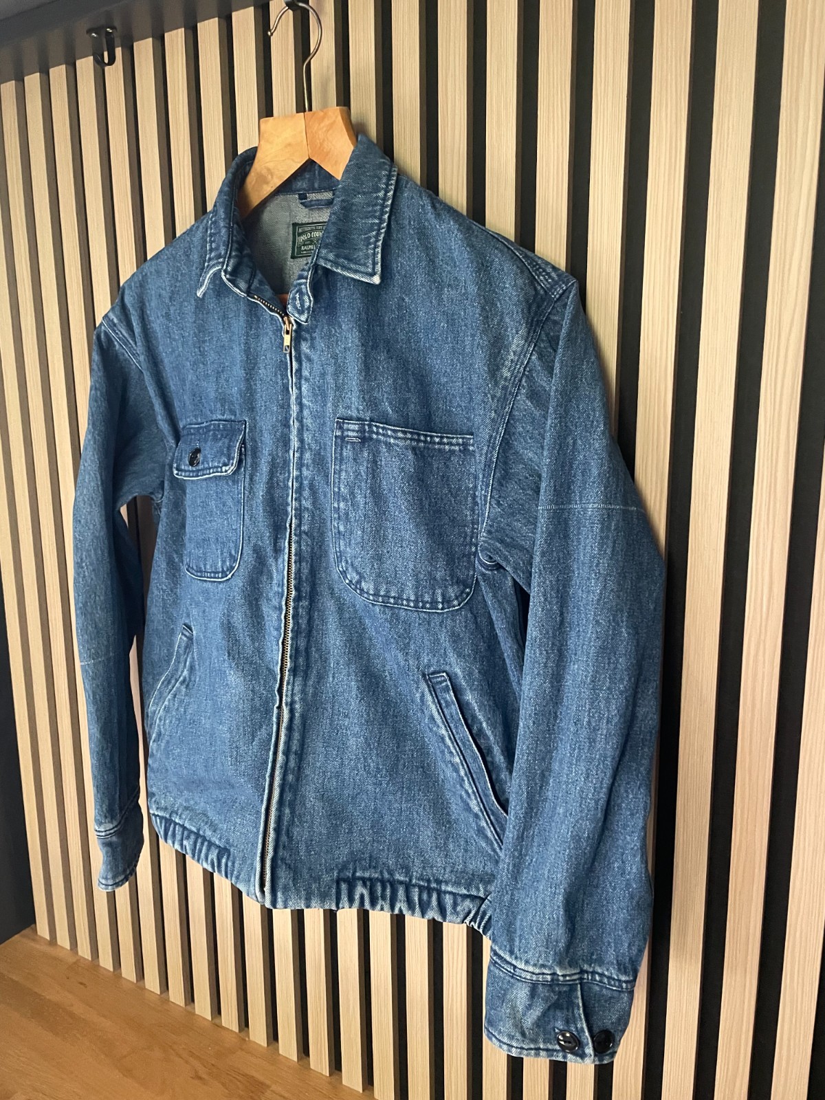 Vintage Polo Country Ralph Lauren Denim Harrington Jacket Medium Workwear USA