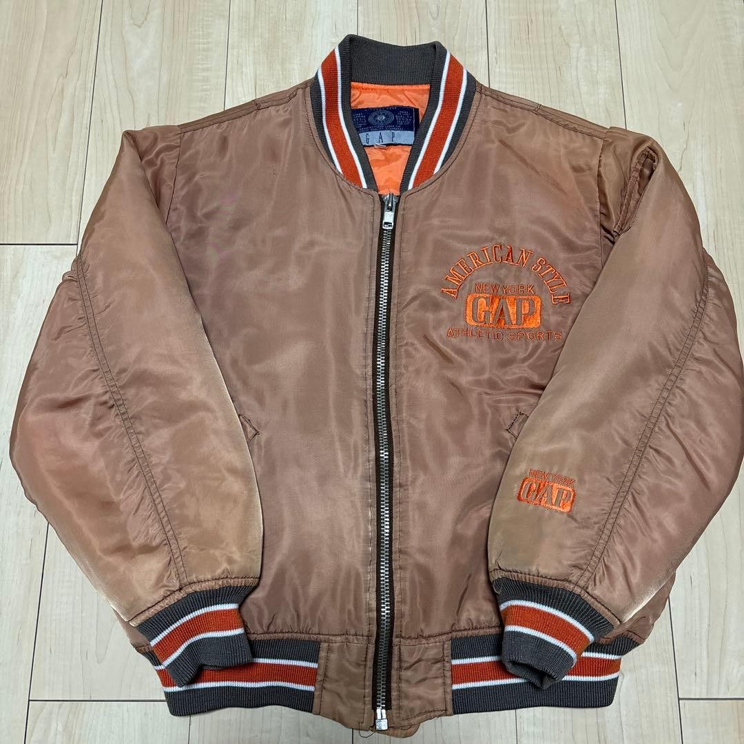 Vintage OLD GAP Stadium Jacket 80s 90s Double-Sided Embroidery Nylon Brown M