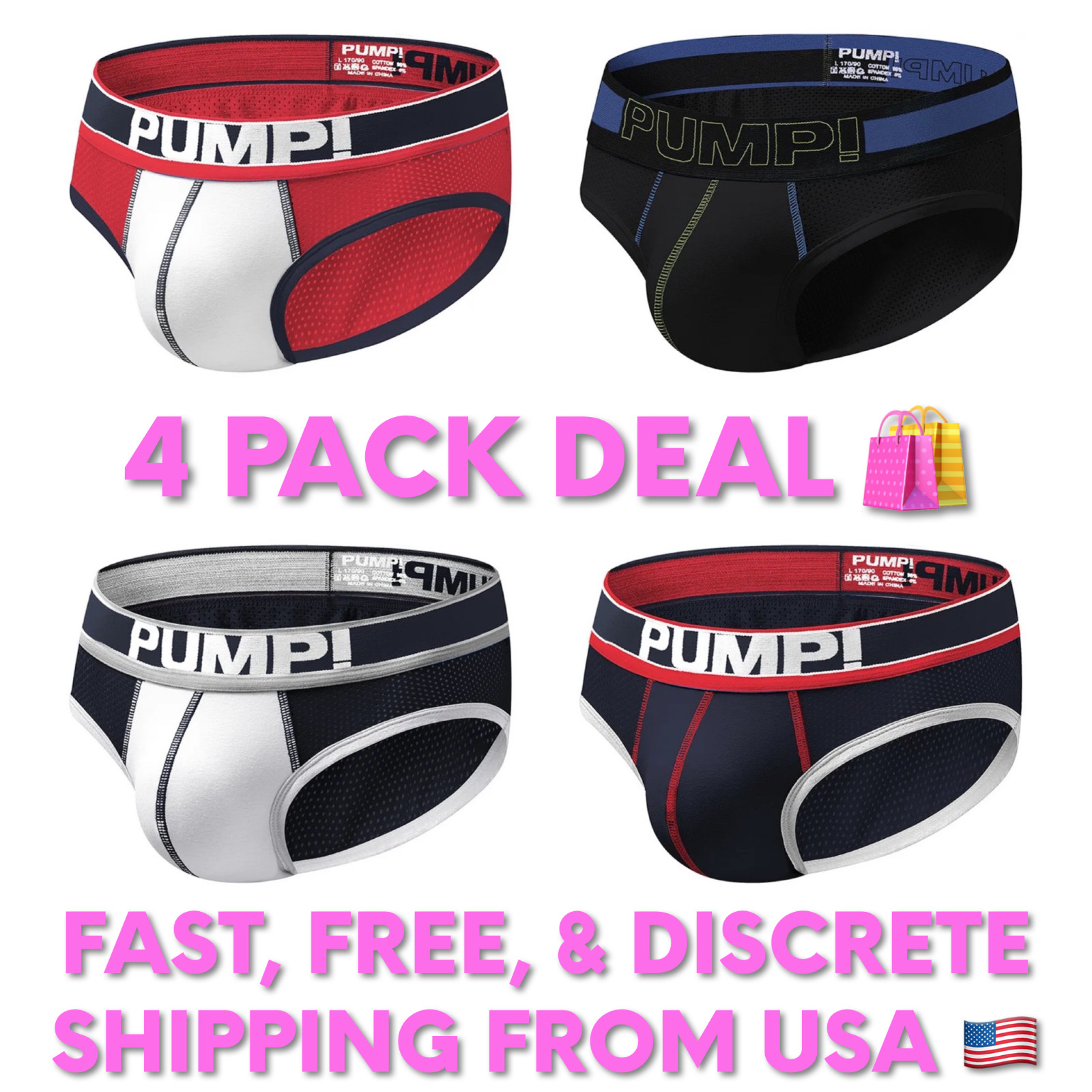 PUMP Briefs Men’s Sexy MESH Underwear – FAST/FREE USA SHIPPING