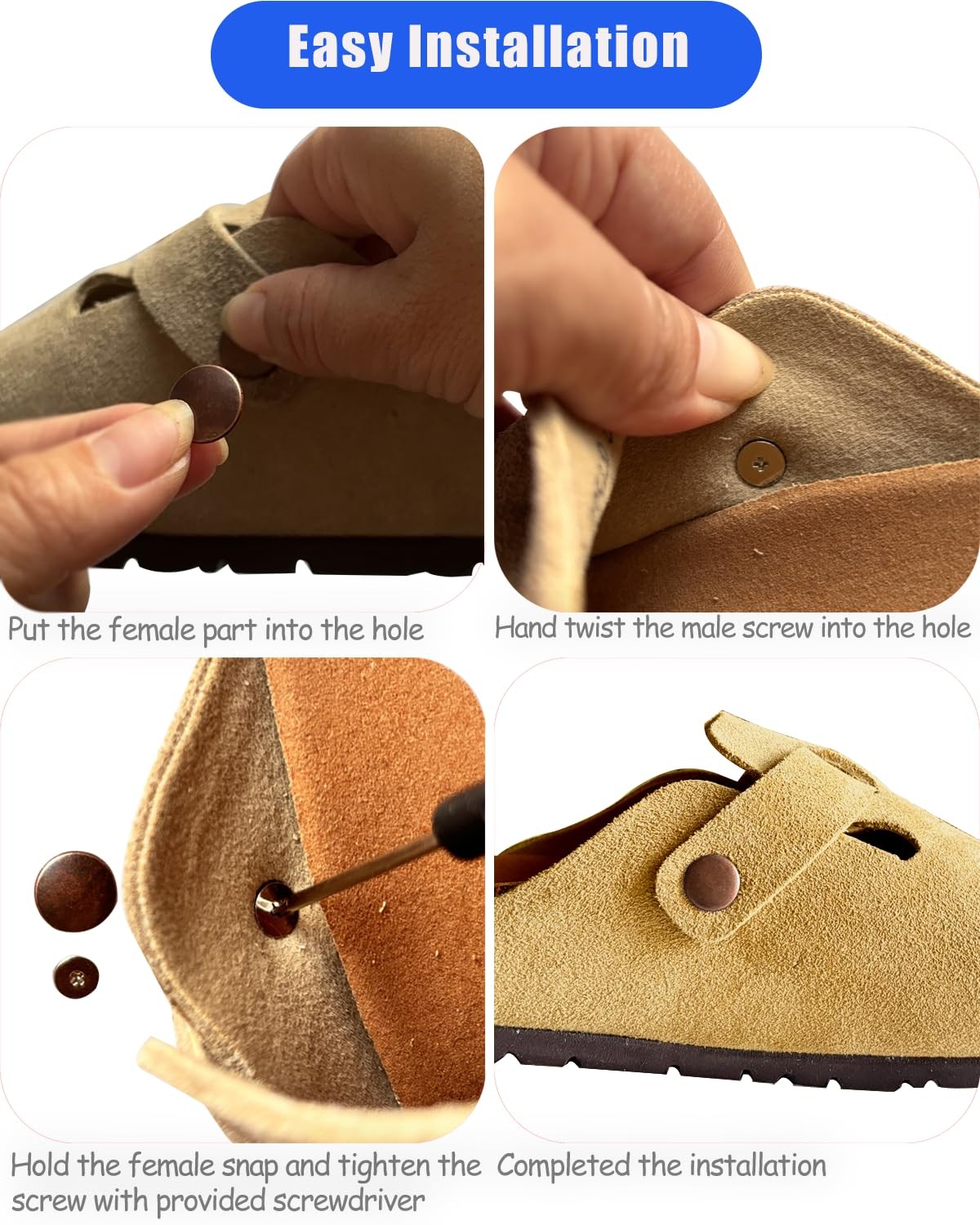 Lopau Replacement Rivets for Birkenstock, 6 Sets Clogs Button Rivet Bronze