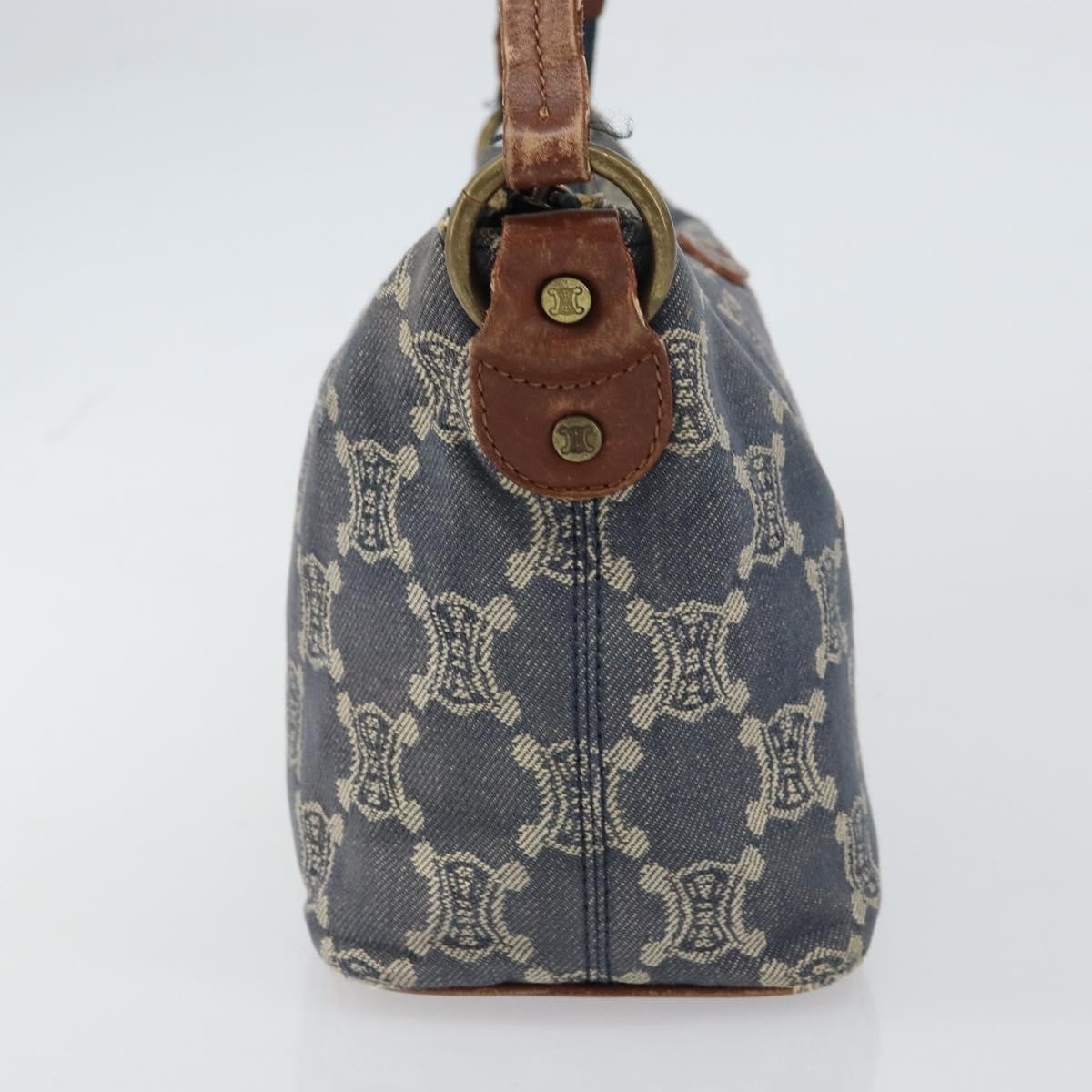 CELINE Paris Macadam Canvas Shoulder Bag Blue Auth 157144