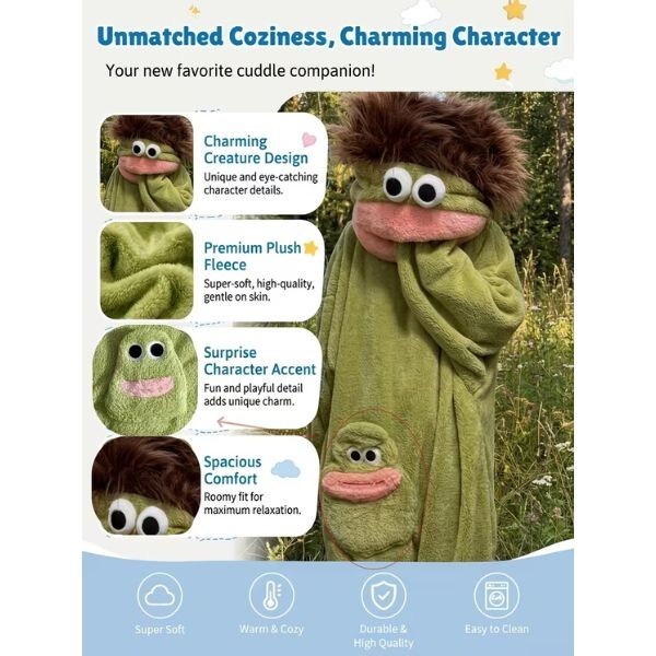 cartoon Green Monster Jumpsuit Funny Puppet Cosplay Pyjamas Warm Lounge Dress