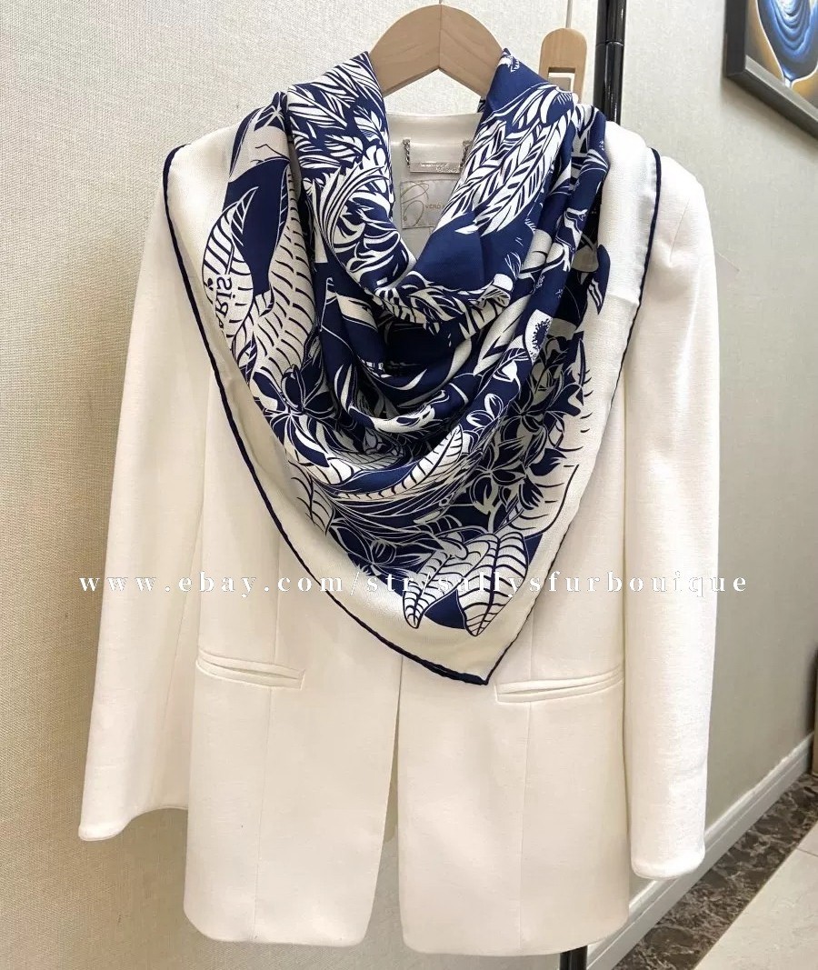Sallys 70% Cashmere & 30% Silk Wrap Scarf Flamingo Print Double Face Shawl 53″