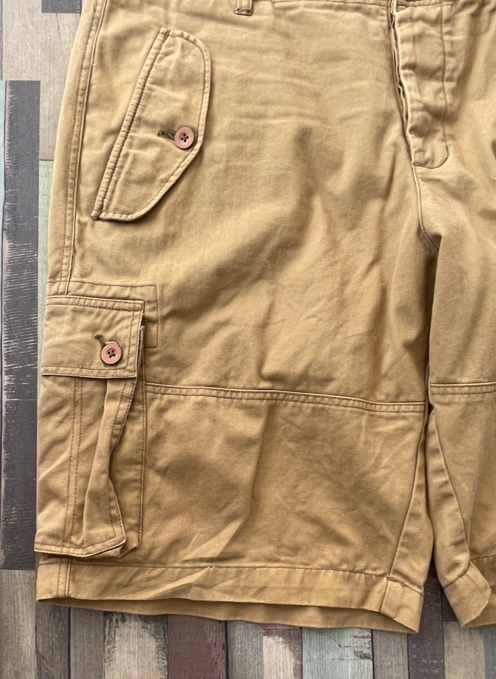 Joe Browns Mens Multi Pocket Knee Length Cargo Shorts Mustard W40 L23 Thick