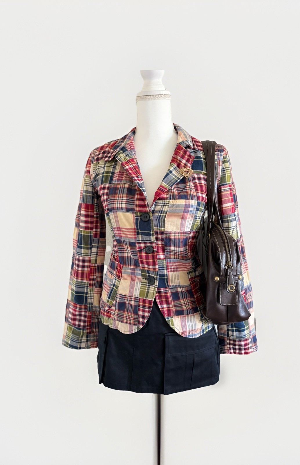 J.CREW Multicolor Plaid Blazer Jacket Button Front Collared Lined Pockets M