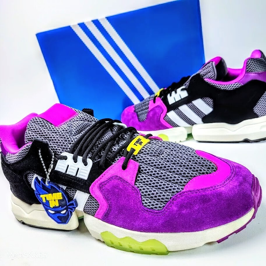 Adidas US 14 Mens Purple Pink White Grey Black Retro Ninja ZX Torsion FW9831 NIB