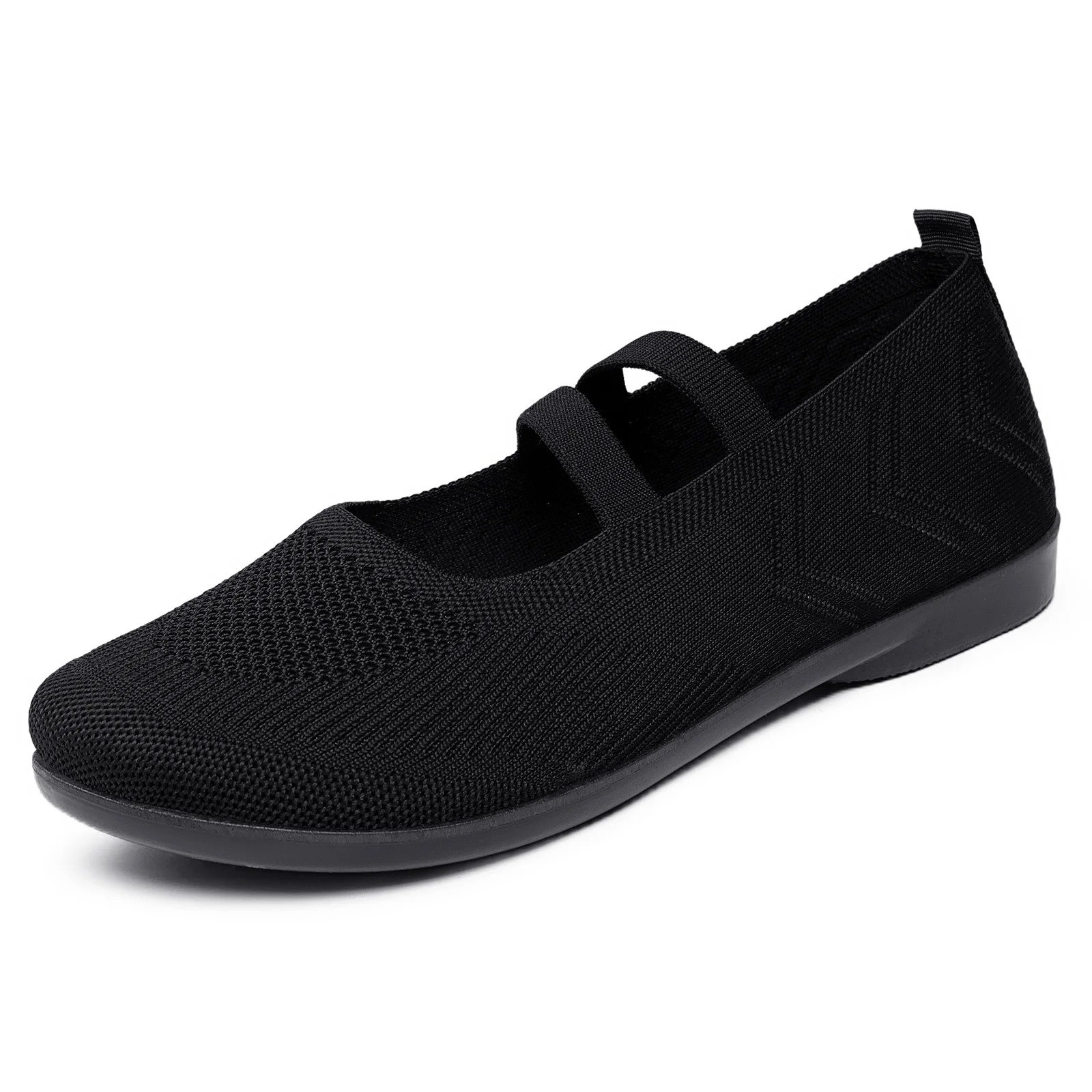 Women Knit Mary Jane Flats Breathable Mesh Lightweight Casual Shoes