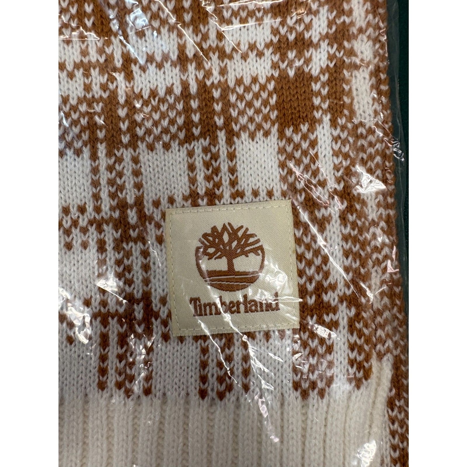 Timberland Wheat Plaid Double-Faced Knit Scarf