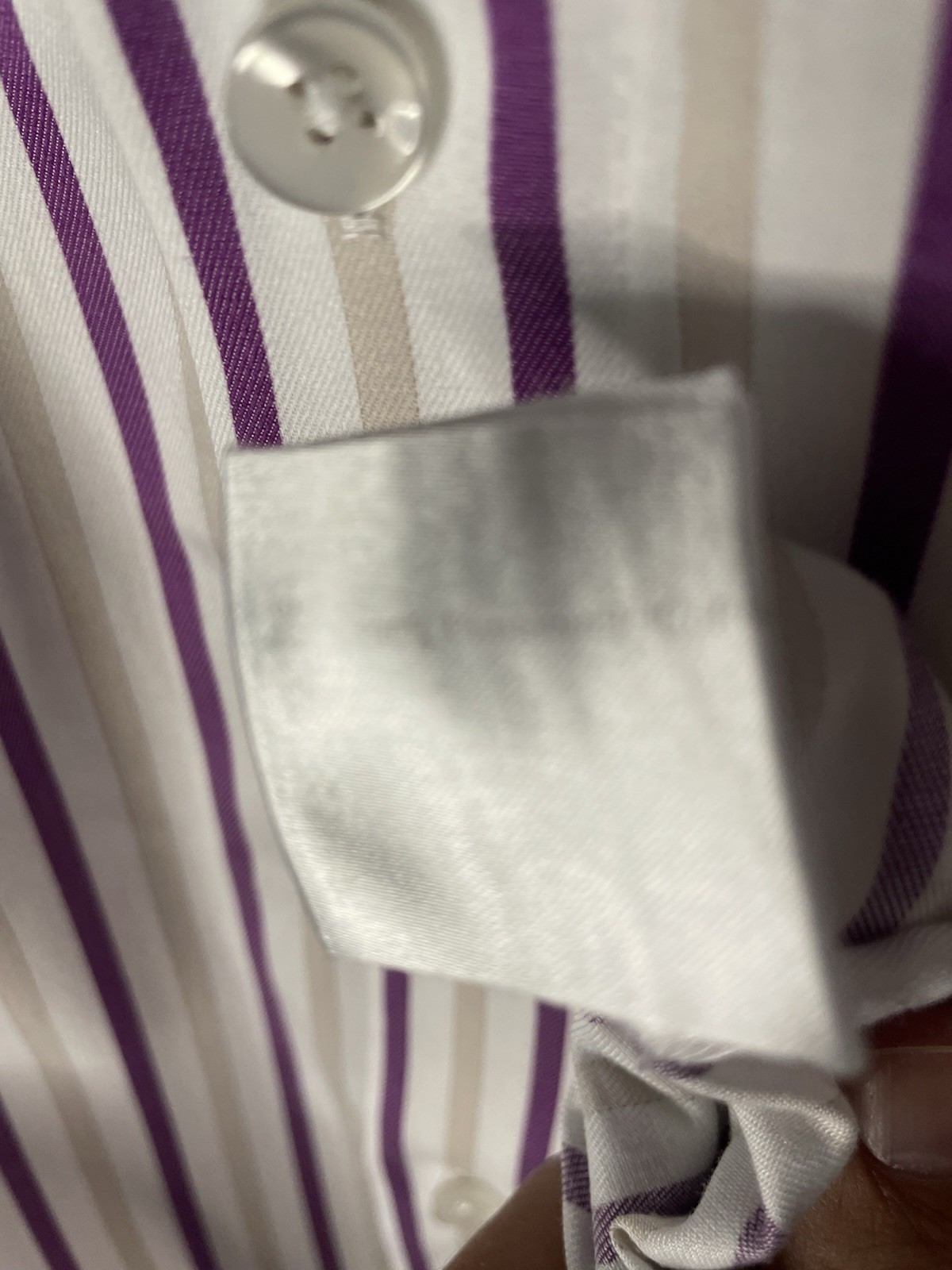 Olymp Luxor Dress Shirt Mens M 39 purple Stripe slim Line Non Iron Twill LS