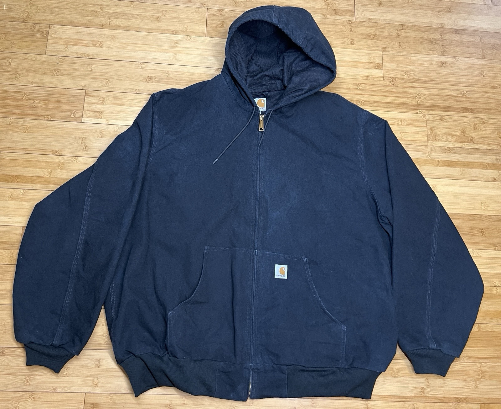Carhartt Men’s Full-zip lined Hooded Black Canvas Jacket J131, USA|Size:3XL Tall
