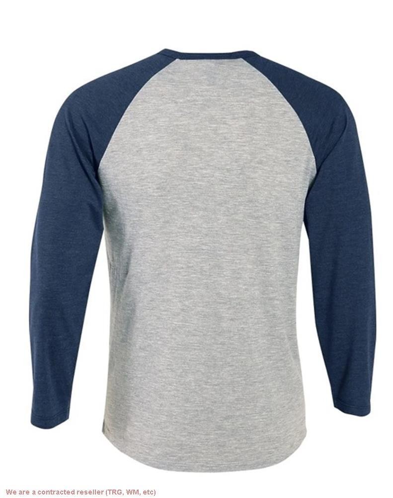 Delta Apparel P611T Men’s Raglan Tee Heather Gray/Navy XL *SEE DEAL!!!*