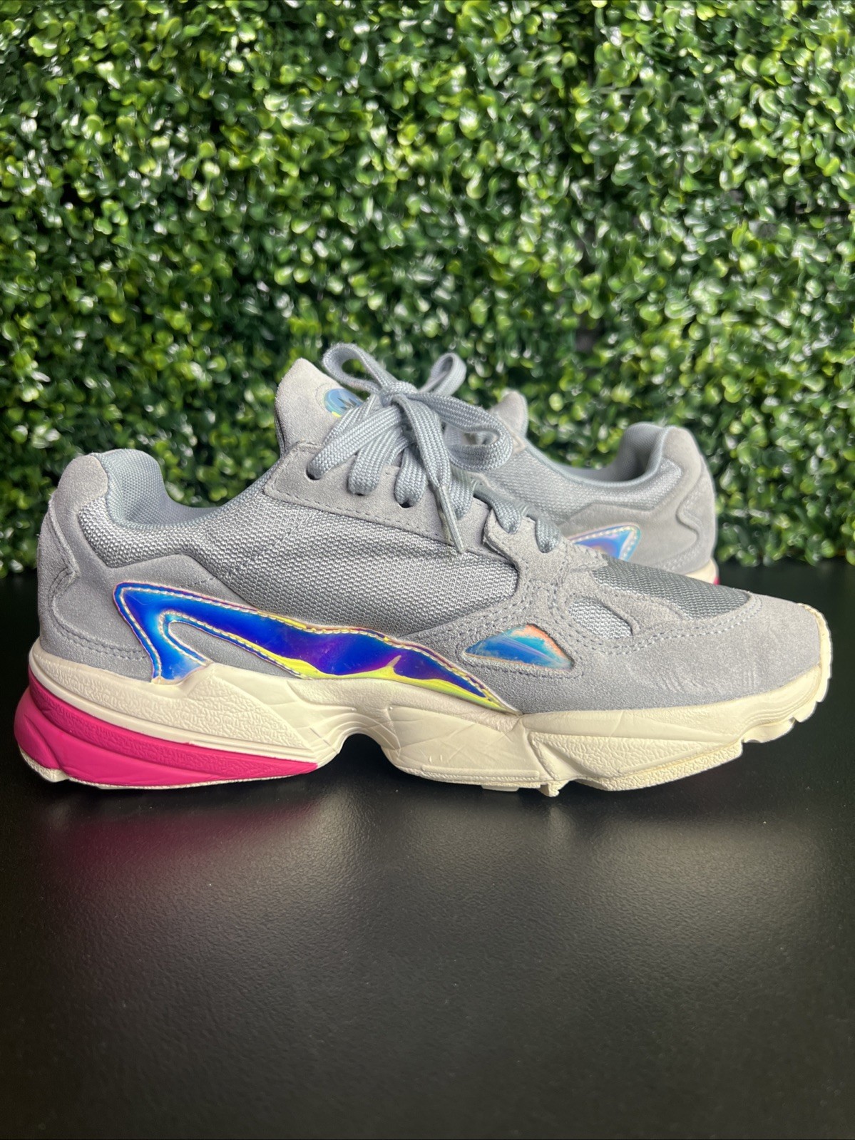 Adidas Falcon Suede Canvas Shoes Trainers Size 7.5 Grey/Magenta