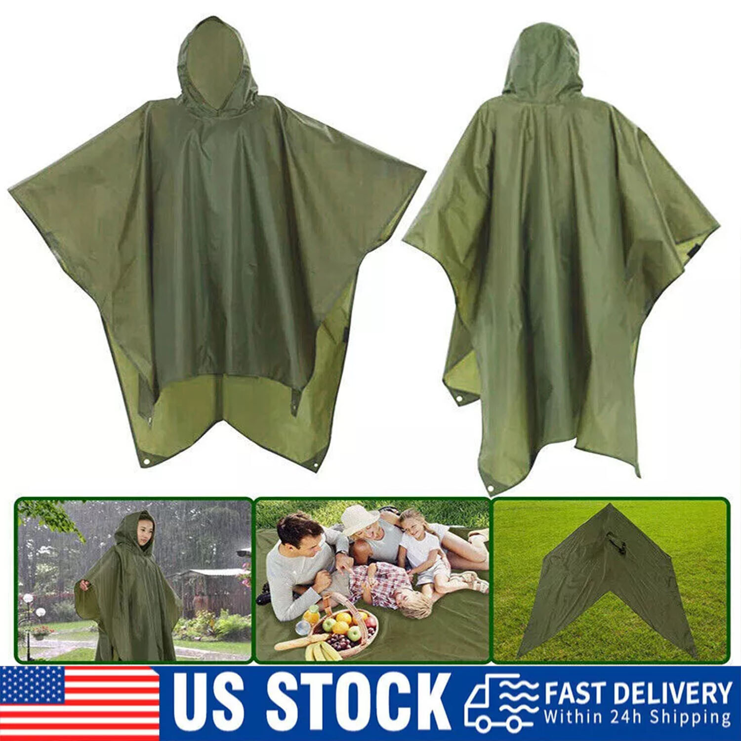 Heavy Duty Rain Poncho for Backpacking Waterproof Lightweight Adult Emergency