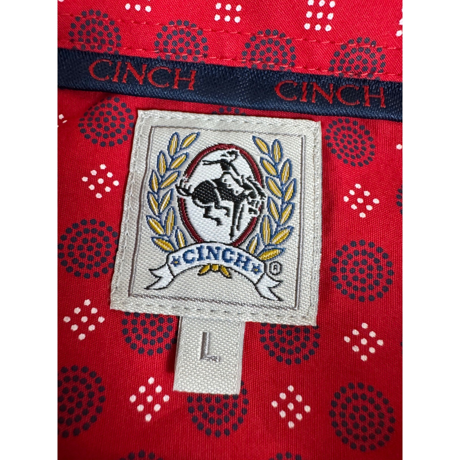 Cinch Mens Western Button Down Shirt Red Geometric Print MTW1105280 Large L