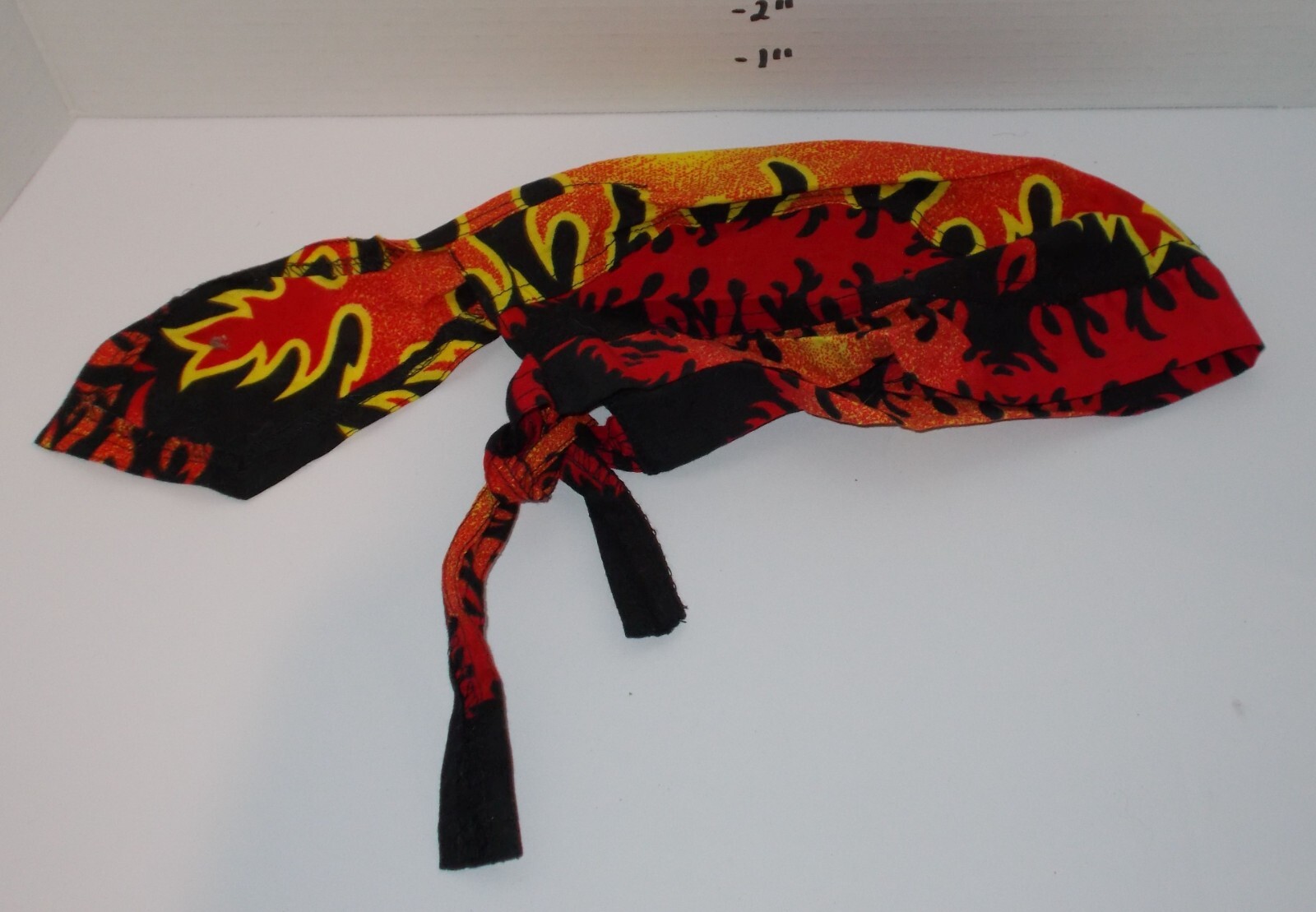 Biker Headwraps Danbanna Deluxe Du-Rag Cap Doo Rag Flames Black Orange