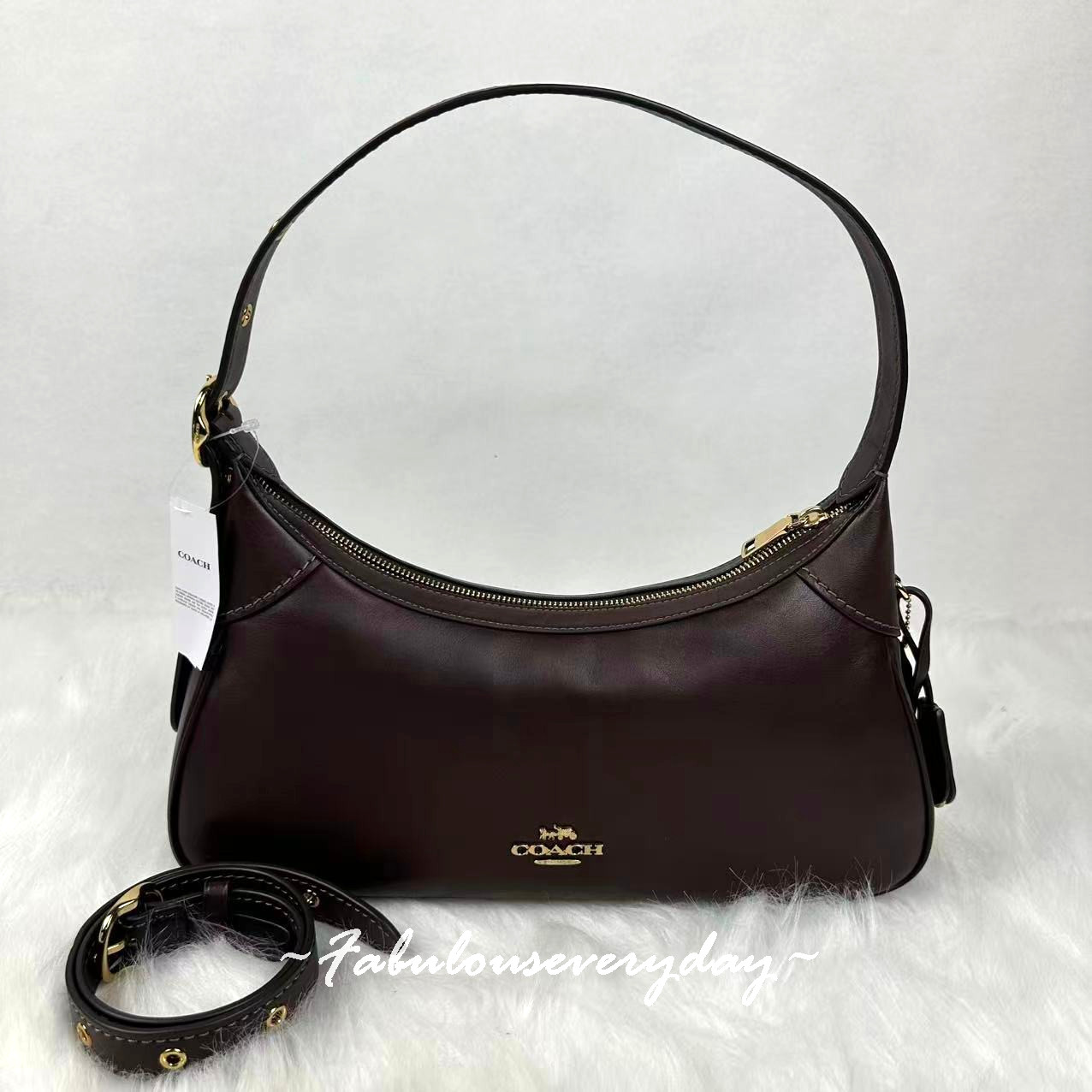 Coach Ella Small Shoulder Bag Crossbody In Leather/Gold/Espresso CDV35 NWT