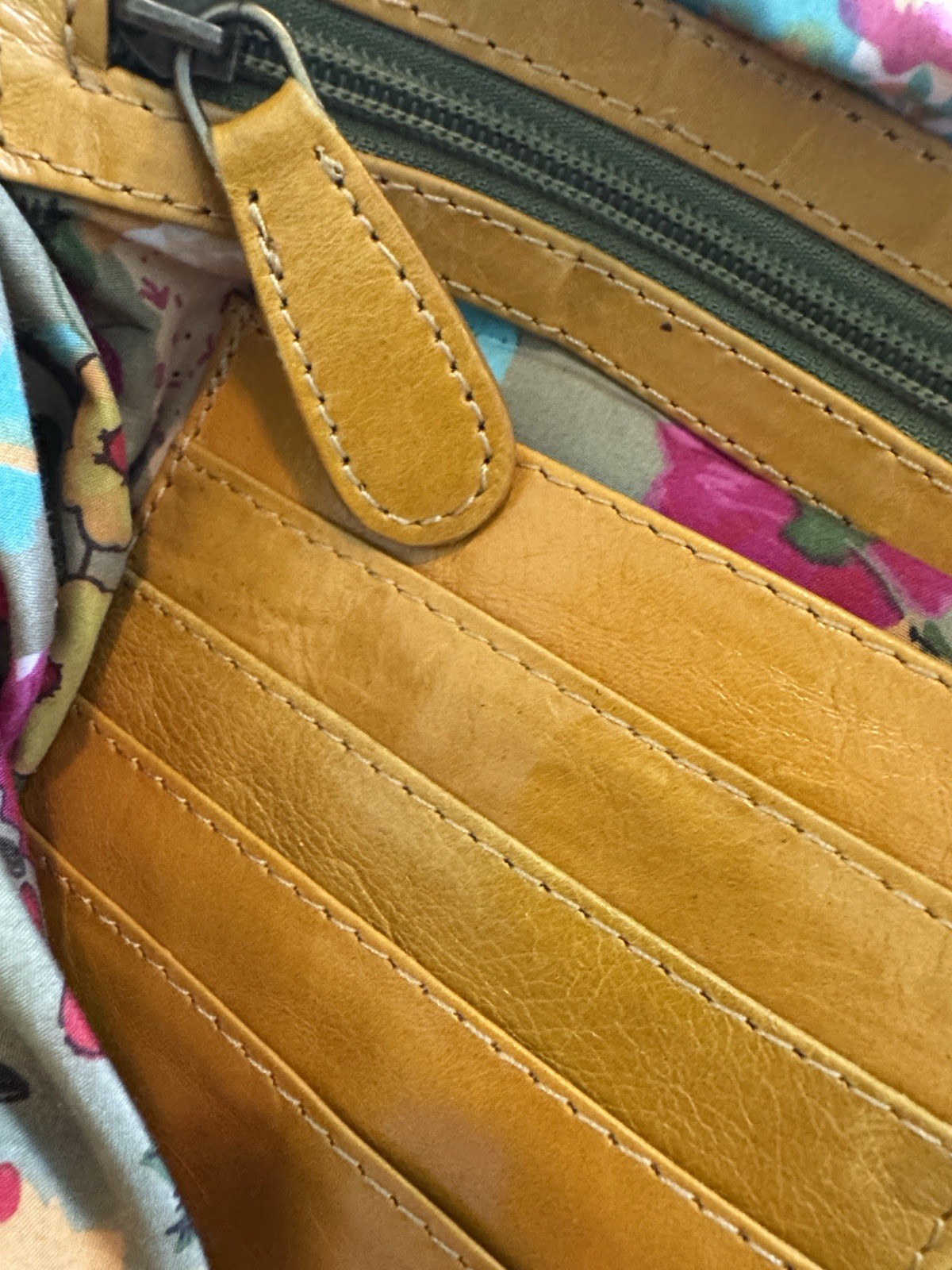 Latico Genuine Leather Slouchy Hobo Shoulder Bag Mustard Yellow Multi Zip NJ