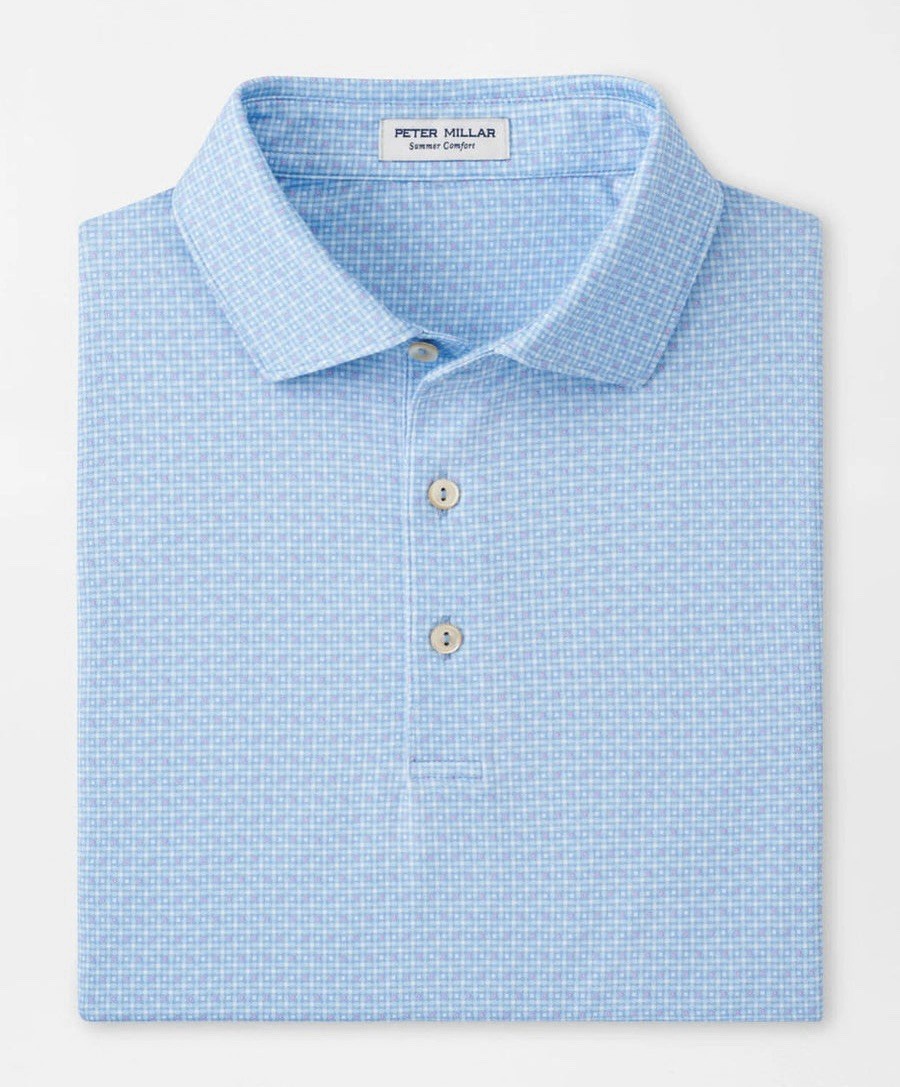 Peter Millar Cottage Blue Vega Performance Jersey Polo Summer Comfort Print XL