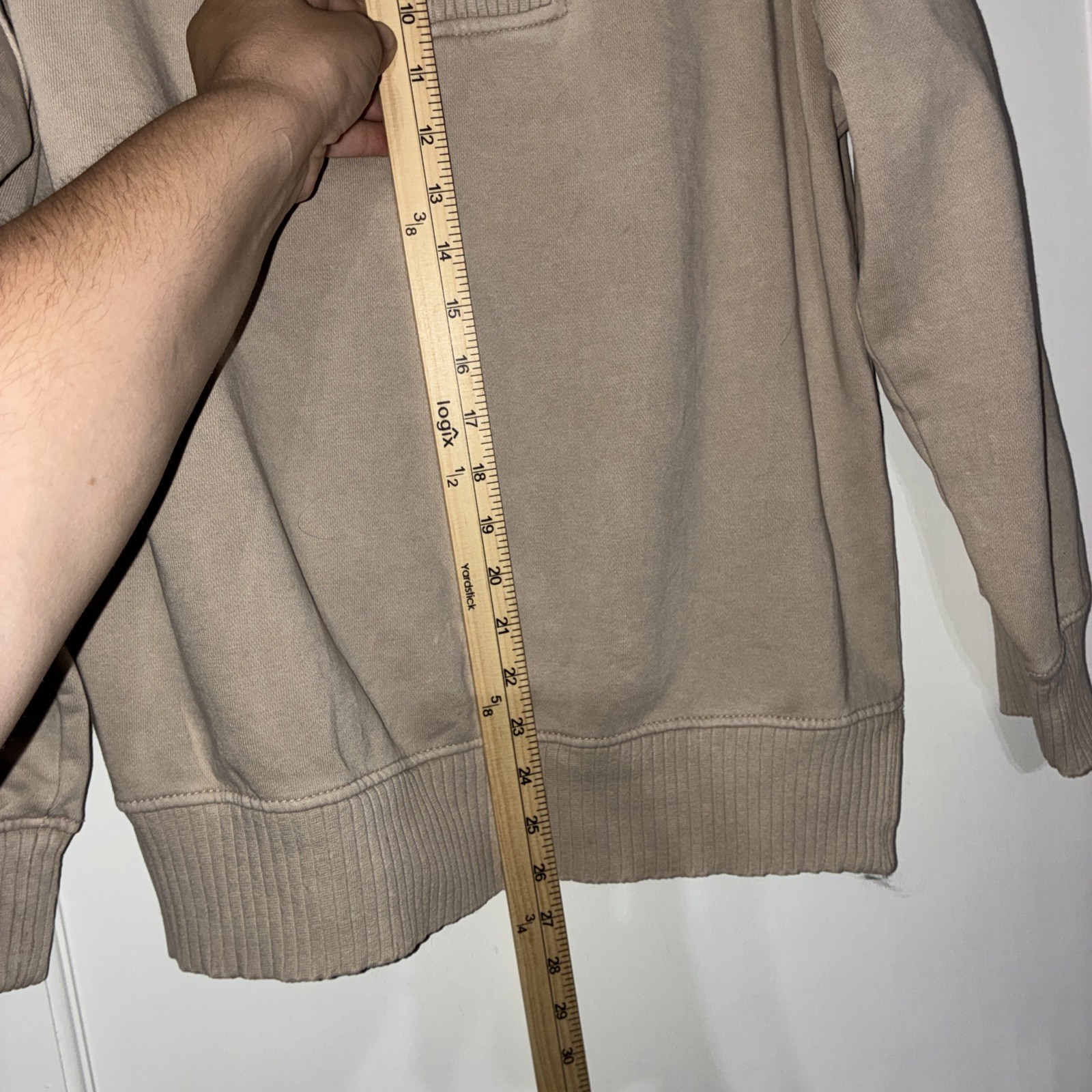 C&C California Sunwashed Quarter Zip Pullover Sweatshirt Beige Tan Womens Medium