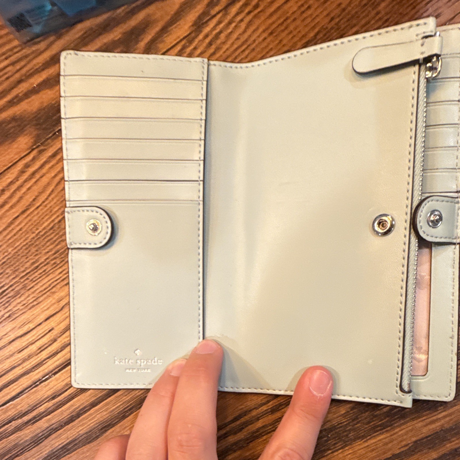 kate spade new york Light Blue Snap Flap Wallet w/ Zip Coin & Card Slots