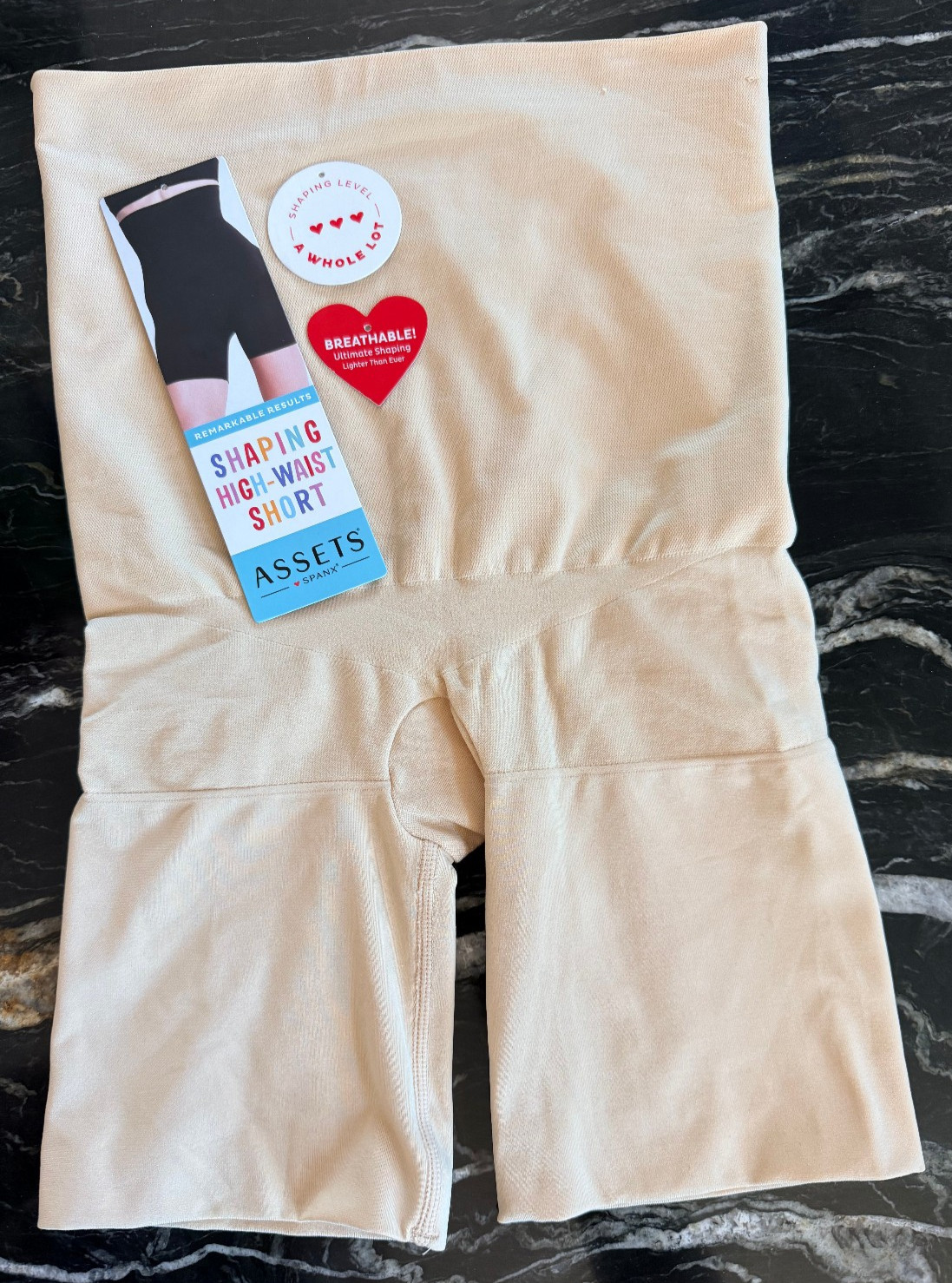 Assets SPANX Shaping HIGH-WAIST SHORT Beige Nude Naked Size L Large *Worn Once*