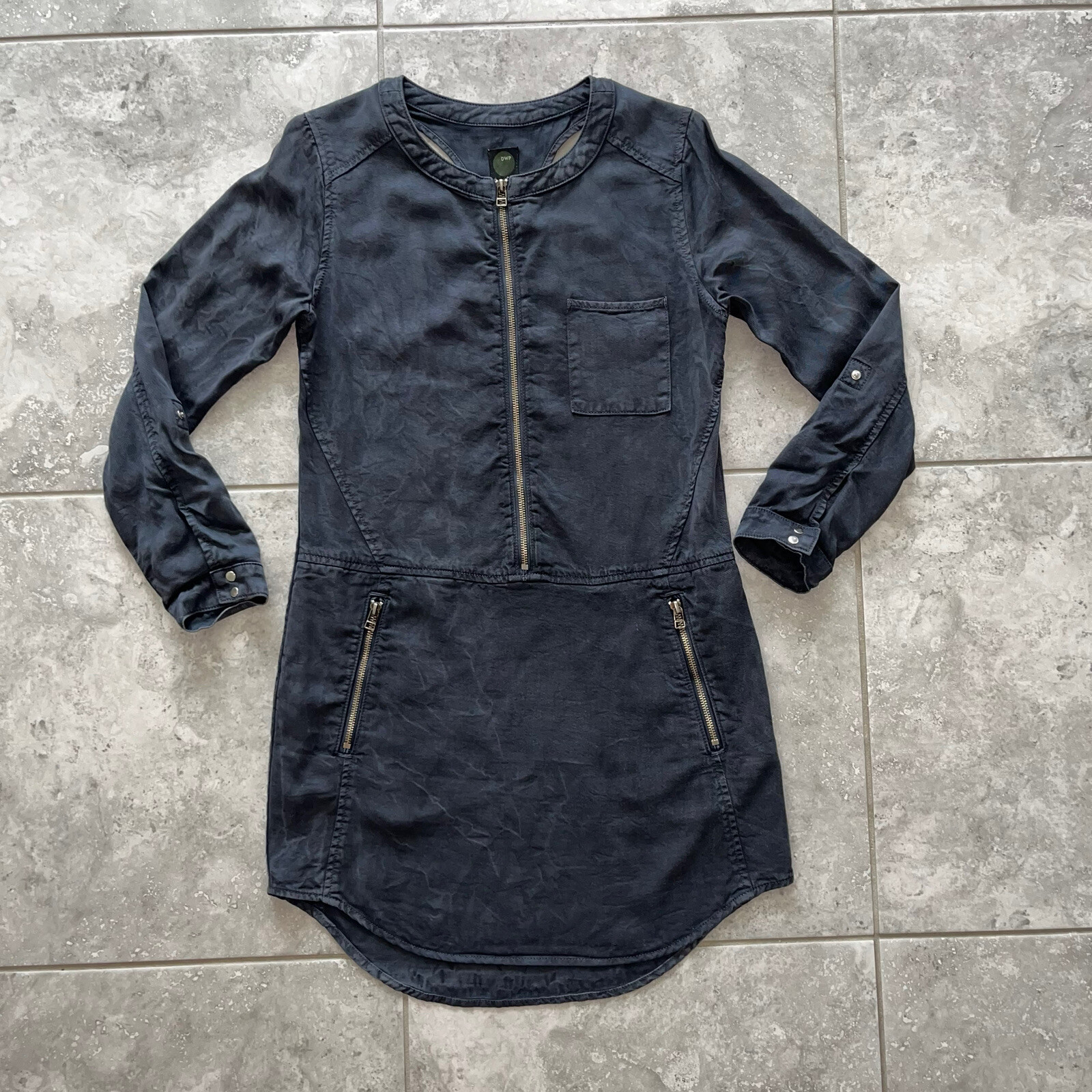Design with Purpose DWP Vintage Ash Gray Chambray Tegan Shirt Dress Revolve S