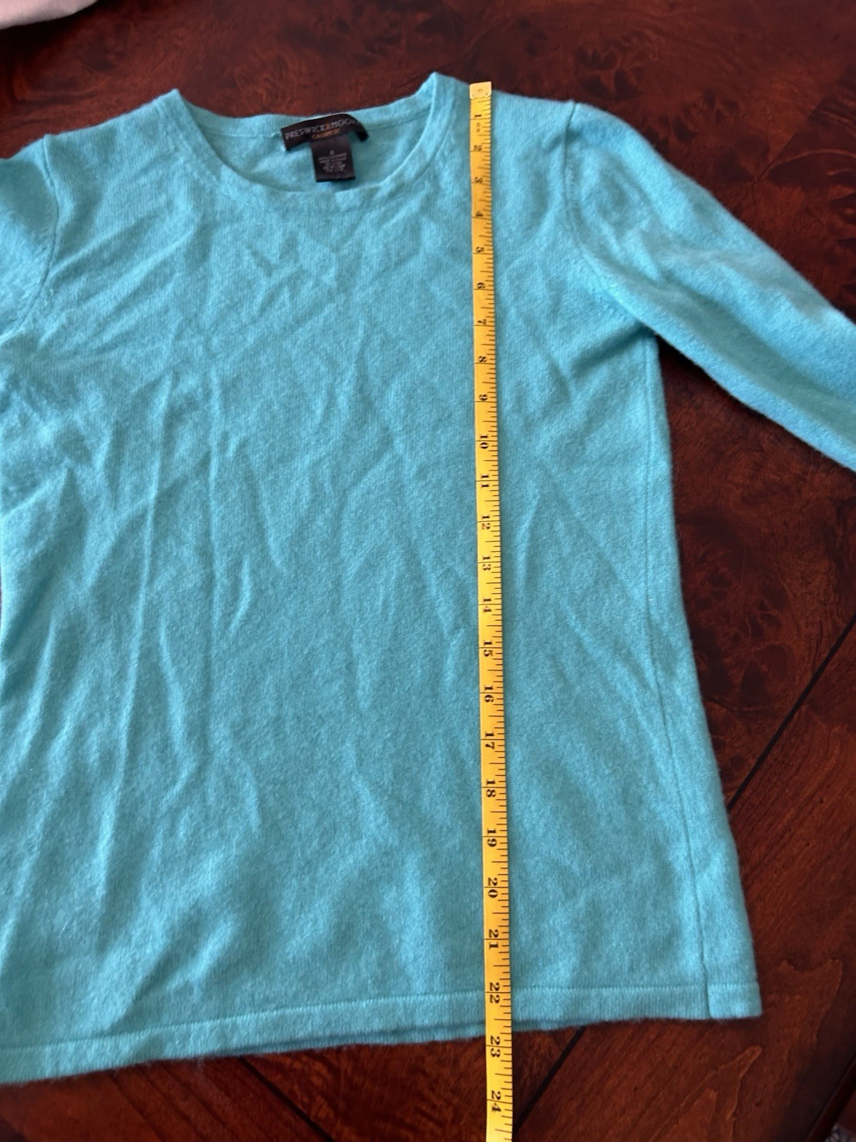 100% Cashmere Preswick & Moore Aqua Long Sleeve Sweater Size Small