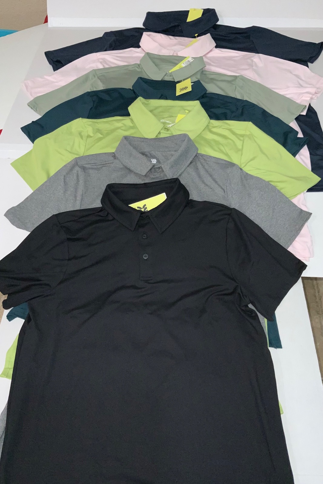 Jersey Polo Shirt All in Motion Wicking Stretch No Roll Collar COLOR CHOICES