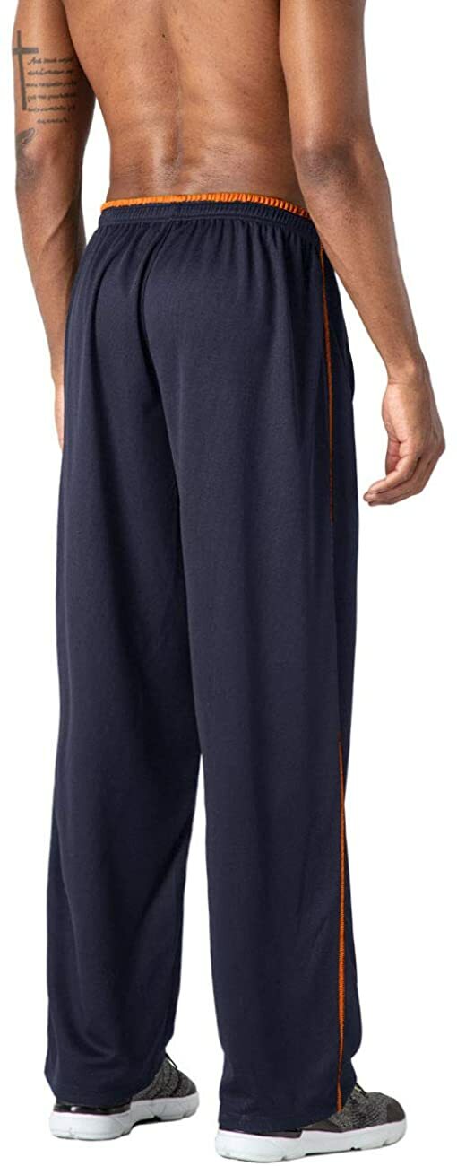 Men’s Casual Jogger Sweatpants Elastic Waist Open Bottom Gym Workout Mesh Pants