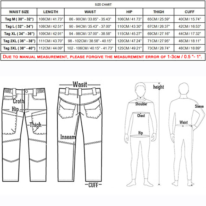 US Tactical Combat Water Resistant Pants Mens Work Cargo Trousers Outdoor Pant