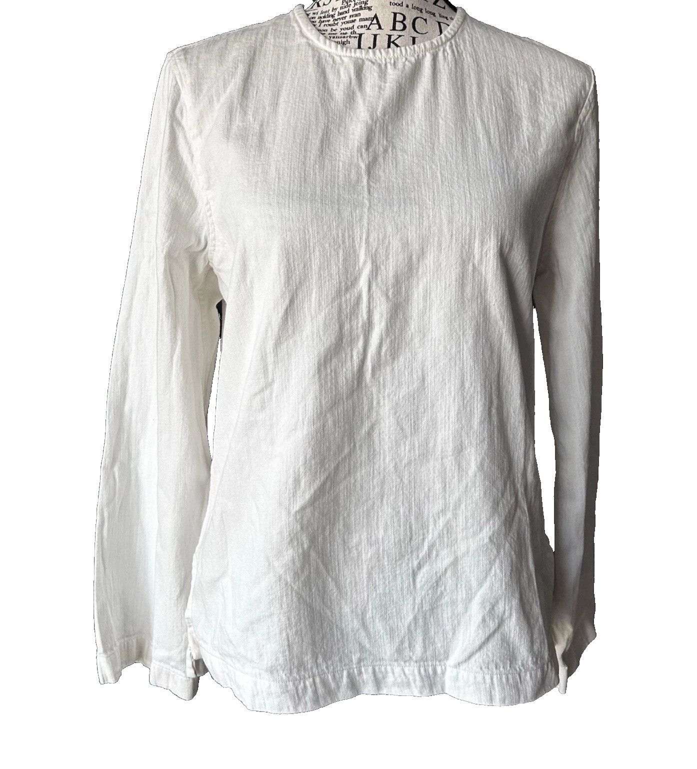 BLDWN Winters Cotton Linen Blend Top Blouse Pullover Long Sleeve Cream Sz. Large