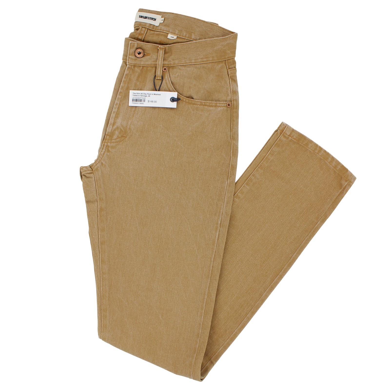 Taylor Stitch Men’s Slim All Day Pant 100% Organic Cotton Prewashed Denim $148