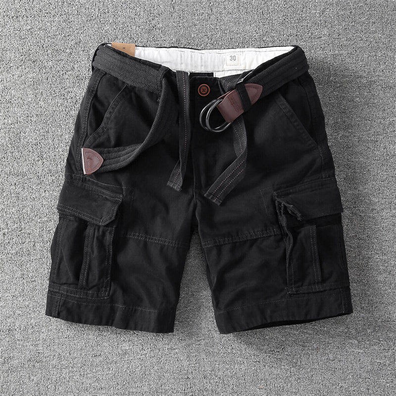 Mens Cargo Shorts Cotton Combat Knee Length Summer Pants Loose Fit Short