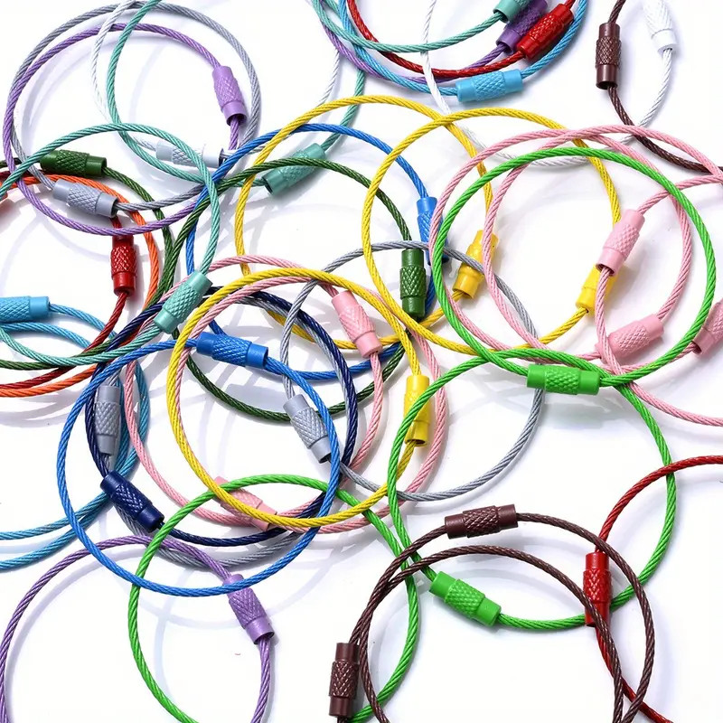 50mm Wire Round Cable for a Keychain with Screw Lock Choose Color