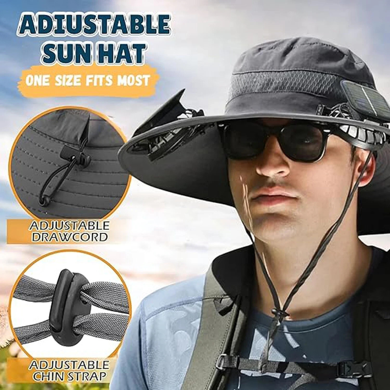 Solar & USB Powered Hat with Dual Fan Outdoor Fishing Fan Hat Sunscreen Sun Hat