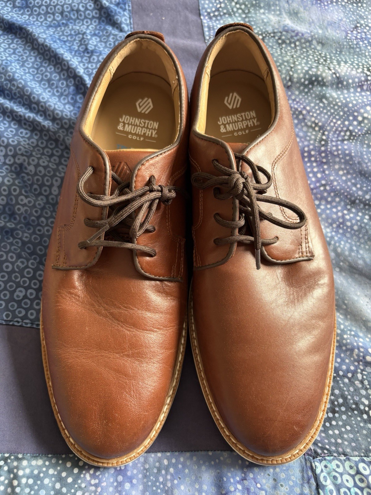 Johnston & Murphy Mens 9.5 Men Brown Leather Lace up Derby Oxford Dress Shoes