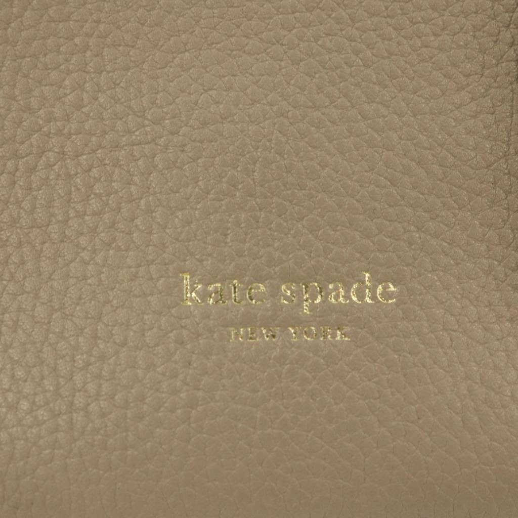 Used Kate Spade Grace Medium Satchel Handbag Leather Two Tone Color Greige Black
